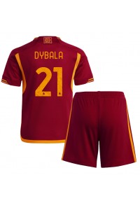AS Roma Paulo Dybala #21 Babyklær Hjemme Fotballdrakt til barn 2023-24 Korte ermer (+ Korte bukser)